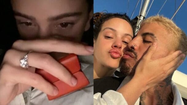 Rosalía recibe anillo de compromiso de su novio Rauw Alejandro
