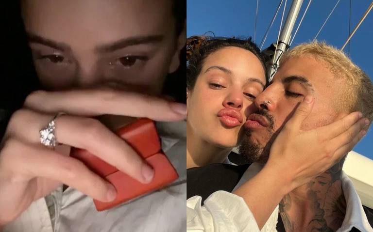 Rosalía recibe anillo de compromiso de su novio Rauw Alejandro