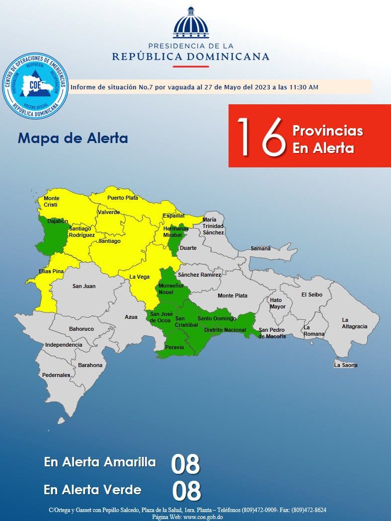 COE mantiene en alerta a 16 provincias por depresión COE mantiene en alerta a 16 provincias por depresión