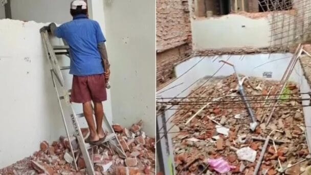 ¡Venganza demolida! Hombre destruye su propia casa construida en la propiedad de sus suegros tras ruptura amorosa