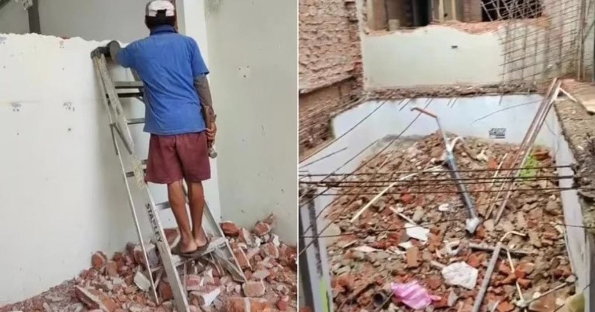 ¡Venganza demolida! Hombre destruye su propia casa construida en la propiedad de sus suegros tras ruptura amorosa