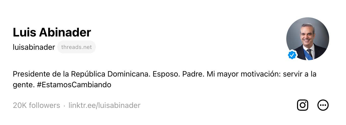 Abinader: Primer político dominicano y pionero mundial en hilos Abinader: Primer político dominicano y pionero mundial en hilos