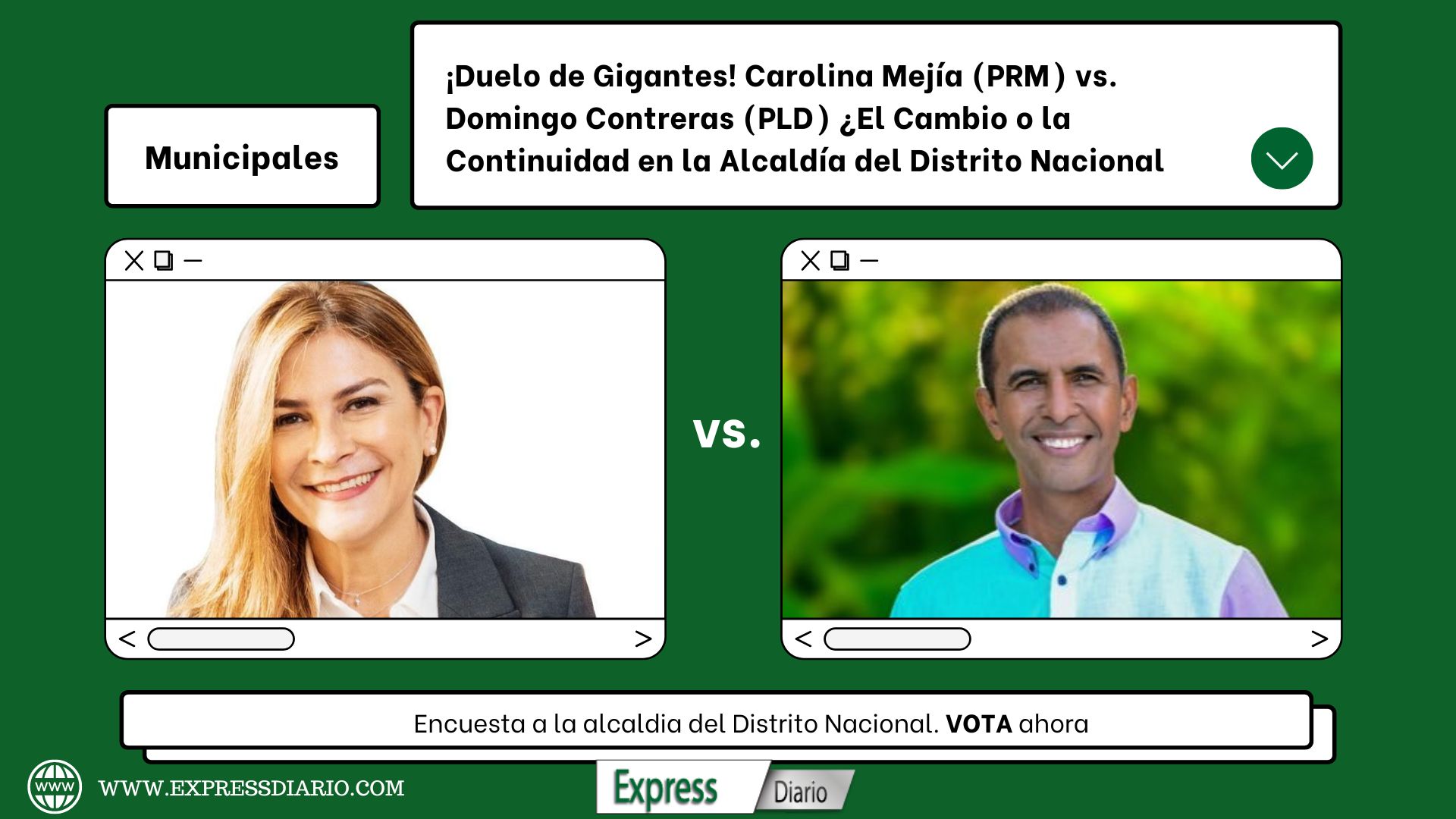 Encuesta Carolina Mejía vs Domingo Contreras