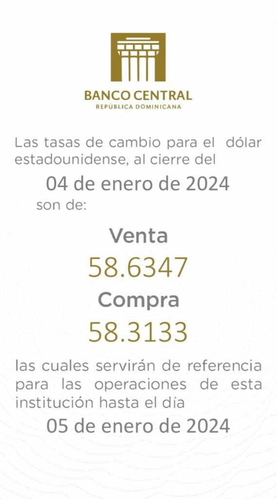 Banco Central aclara precio del dólar Banco Central aclara precio del dólar
